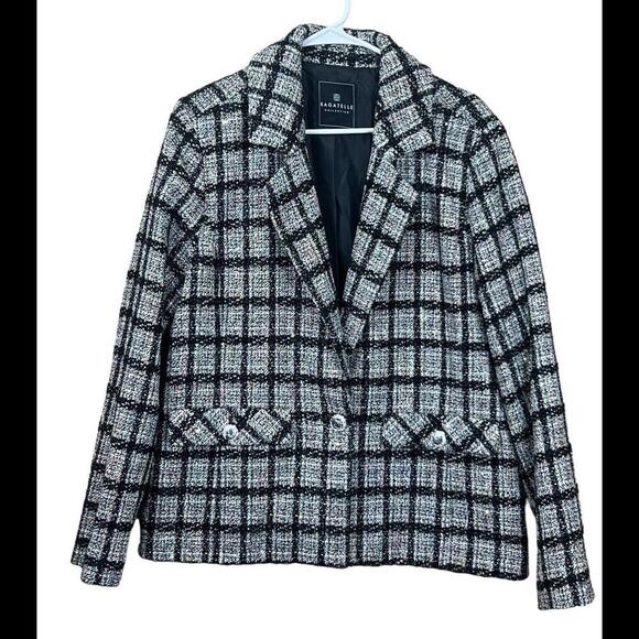 Bagatelle Womens Black Metallic Tweed One-Button Blazer Jacket XL - Picture 1 of 5